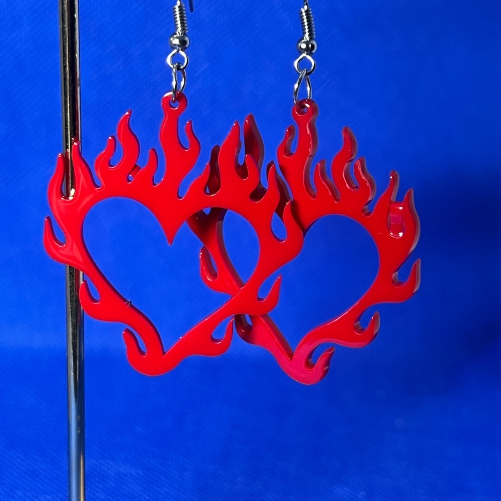 Flaming Heart Earrings